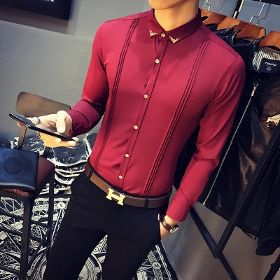 Fashion Solid Party Shirts Men